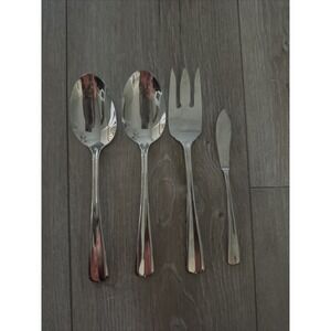 Vtg. Oneida GALA IMPULSE (2)Serving Spoons Cold Meat Fork‎ Stainless Flatware